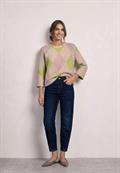 3/4-Arm Shirt mit Rundhals und Argylemuster clay sand