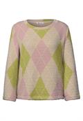 3/4-Arm Shirt mit Rundhals und Argylemuster clay sand
