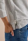 3/4-Arm Shirt mit Rundhals und Wording light grey melange
