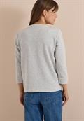 3/4-Arm Shirt mit Rundhals und Wording light grey melange