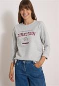 3/4-Arm Shirt mit Rundhals und Wording light grey melange