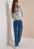 3/4-Arm Shirt mit Rundhals und Wording light grey melange