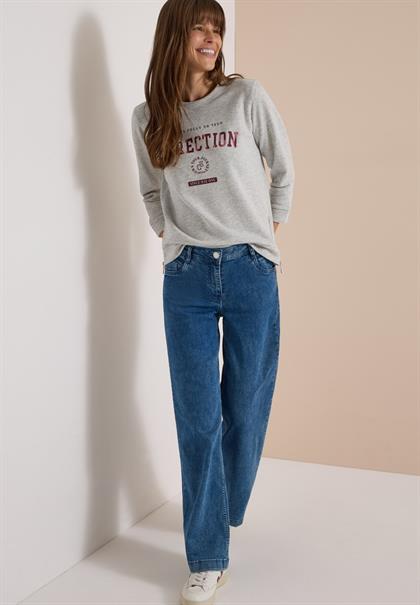 3/4-Arm Shirt mit Rundhals und Wording light grey melange