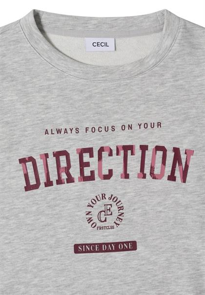 3/4-Arm Shirt mit Rundhals und Wording light grey melange