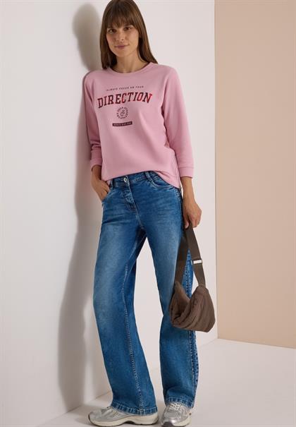 3/4-Arm Shirt mit Rundhals und Wording mellow rose