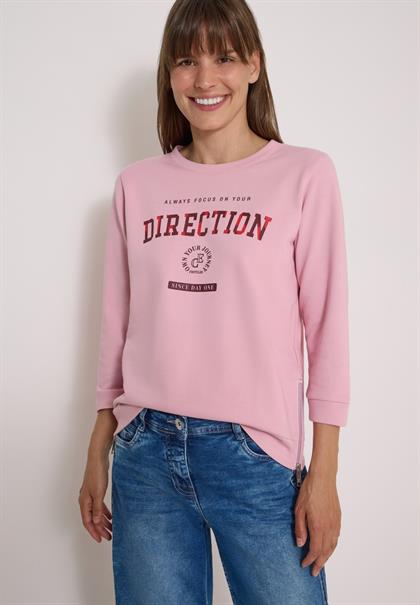 3/4-Arm Shirt mit Rundhals und Wording mellow rose