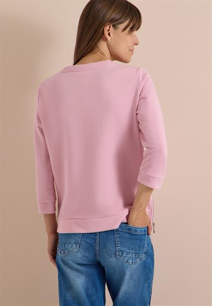 3/4-Arm Shirt mit Rundhals und Wording mellow rose
