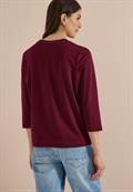 3/4-Arm Shirt mit Rundhals und Wording red wine
