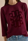 3/4-Arm Shirt mit Rundhals und Wording red wine