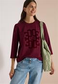 3/4-Arm Shirt mit Rundhals und Wording red wine
