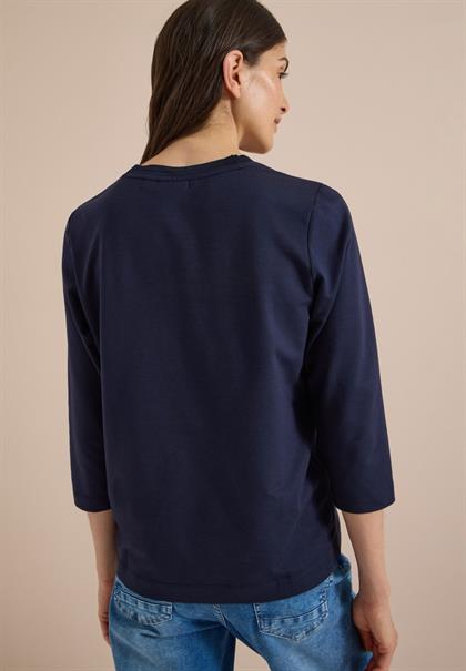 3/4-Arm Shirt mit Rundhals und Wording urban dark blue