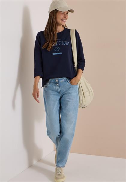 3/4-Arm Shirt mit Rundhals und Wording urban dark blue