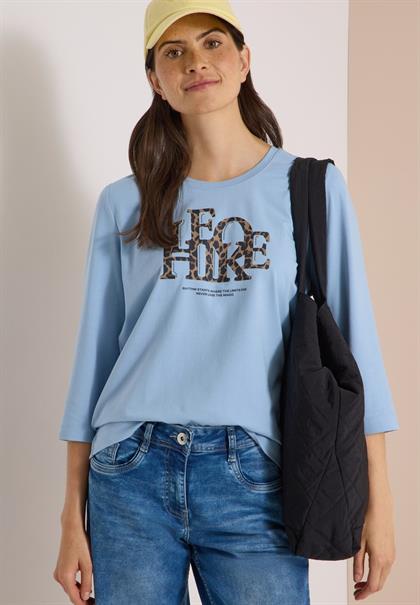 3/4-Arm Shirt mit Wording im Leo-Look easy blue