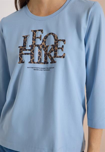 3/4-Arm Shirt mit Wording im Leo-Look easy blue