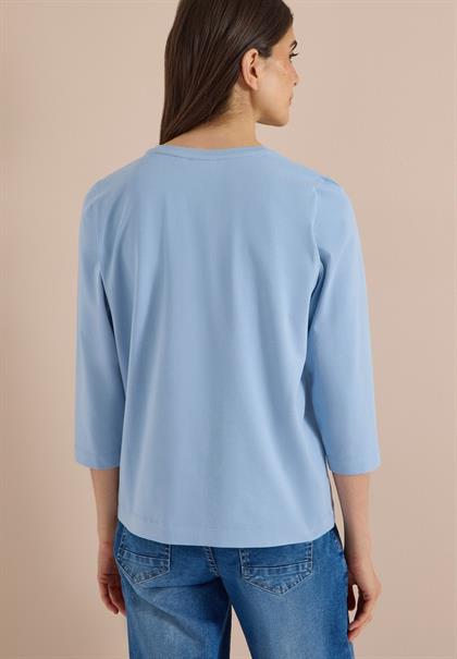 3/4-Arm Shirt mit Wording im Leo-Look easy blue