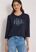 3/4-Arm Shirt mit Wording im Leo-Look urban dark blue