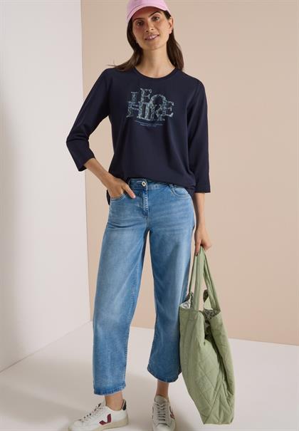 3/4-Arm Shirt mit Wording im Leo-Look urban dark blue