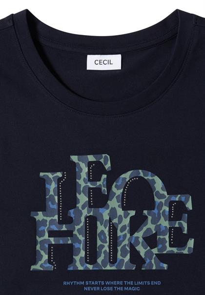 3/4-Arm Shirt mit Wording im Leo-Look urban dark blue