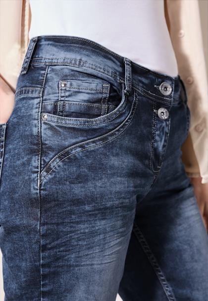 3/4 Jeans mid blue used wash