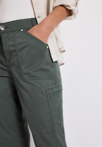 3/4 Satin Hose mit Taschen marshy green