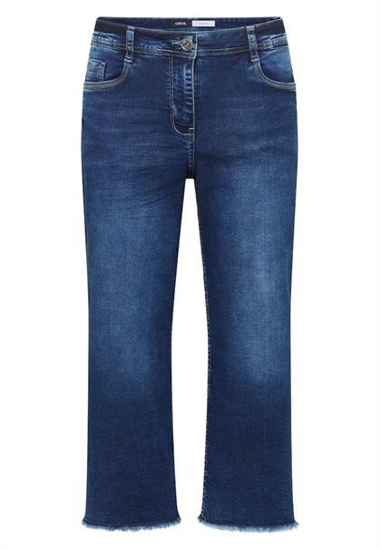 3/4 Wide Leg Jeans im Loose Fit mid blue used wash