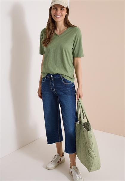 3/4 Wide Leg Jeans im Loose Fit mid blue used wash