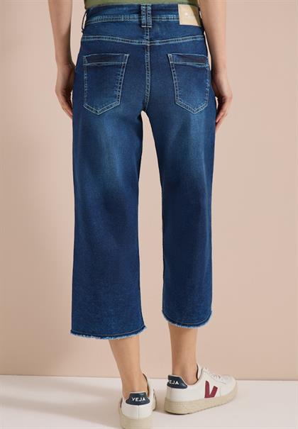 3/4 Wide Leg Jeans im Loose Fit mid blue used wash