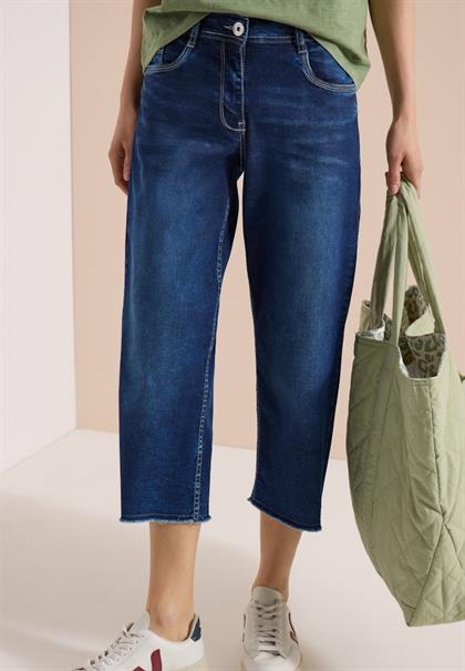 3/4 Wide Leg Jeans im Loose Fit mid blue used wash
