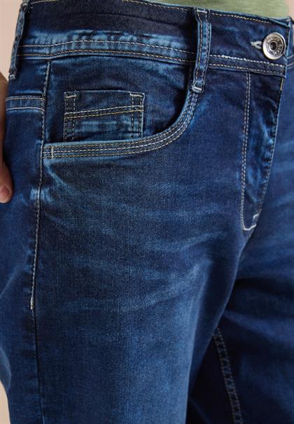 3/4 Wide Leg Jeans im Loose Fit mid blue used wash