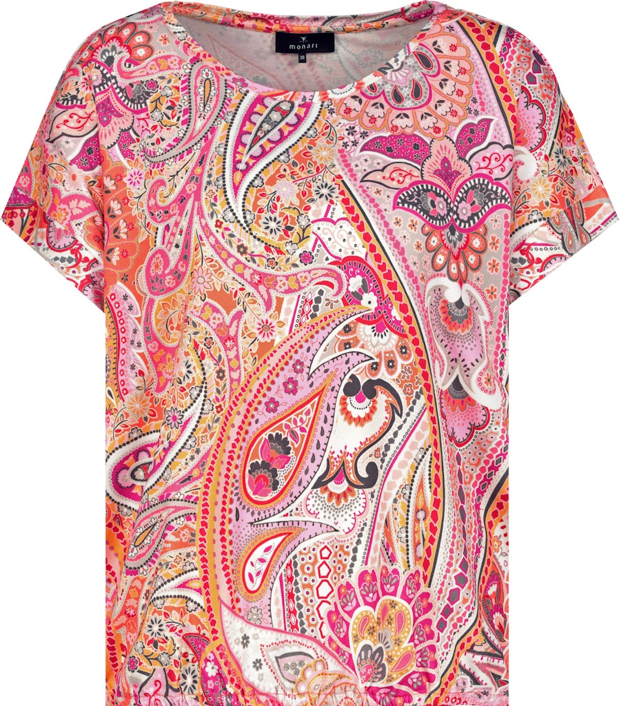 Monari Damen T-Shirt 409002 apricot gemustert bequem online kaufen  