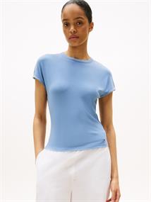 5X2 RIB SLIM C-NK CAP SLV TEE brisk blue