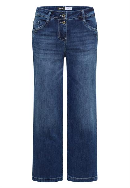 7/8 High Waist Wide Leg Jeans im Loose Fit mid blue used wash