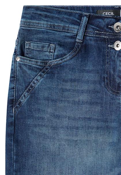 7/8 High Waist Wide Leg Jeans im Loose Fit mid blue used wash