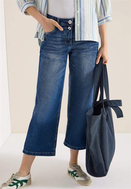 7/8 High Waist Wide Leg Jeans im Loose Fit mid blue used wash