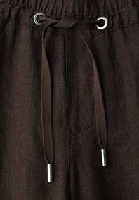 7/8 Wide Leg Hose im Loose Fit aus Leinen espresso brown
