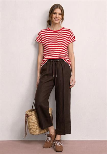7/8 Wide Leg Hose im Loose Fit aus Leinen espresso brown