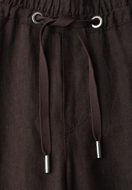 7/8 Wide Leg Hose im Loose Fit aus Leinen espresso brown