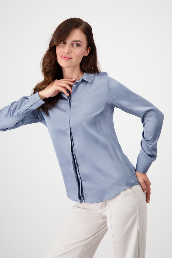 Monari Damen Langarmbluse 807438 smokey blue bequem online kaufen  