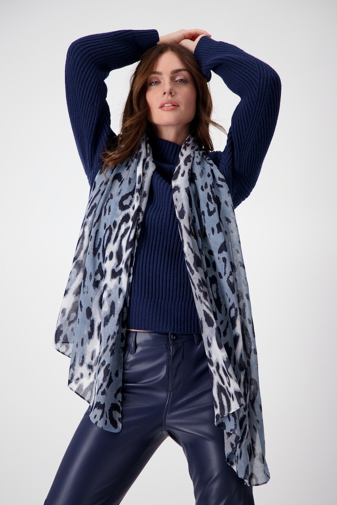 Monari Damen Accessoires 807725 smokey blue gemustert bequem 
