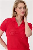 Ajour-Poloshirt red