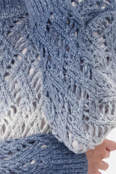 Ajour Pullover mit Lurex smokey blue gemustert