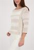 Ajour-Pullover mit Streifen champagne beige gemustert