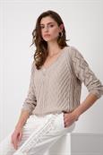 Ajour Pullover mit V-Ausschnitt hazel