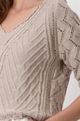 Ajour Pullover mit V-Ausschnitt hazel