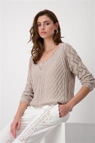 Ajour Pullover mit V-Ausschnitt hazel
