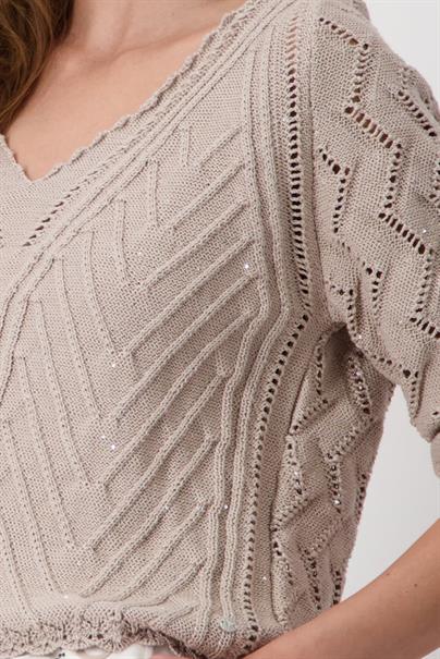Ajour Pullover mit V-Ausschnitt hazel