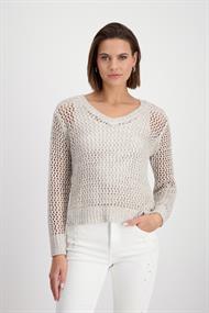 Ajourpullover mit Pailletten peanut