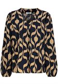 Allover Print Bluse graphics: night navy-tannin brown