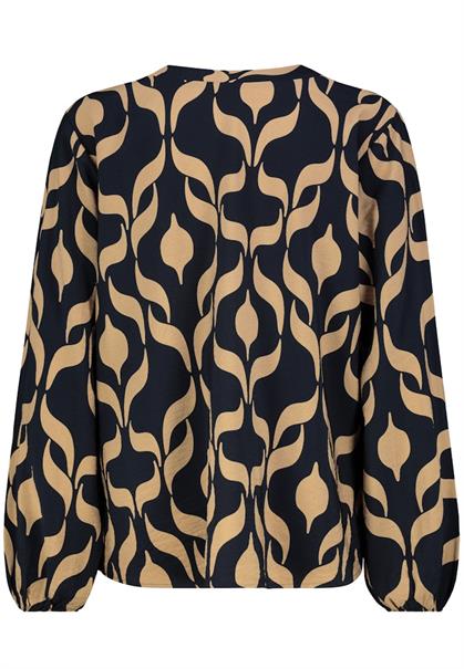 Allover Print Bluse graphics: night navy-tannin brown