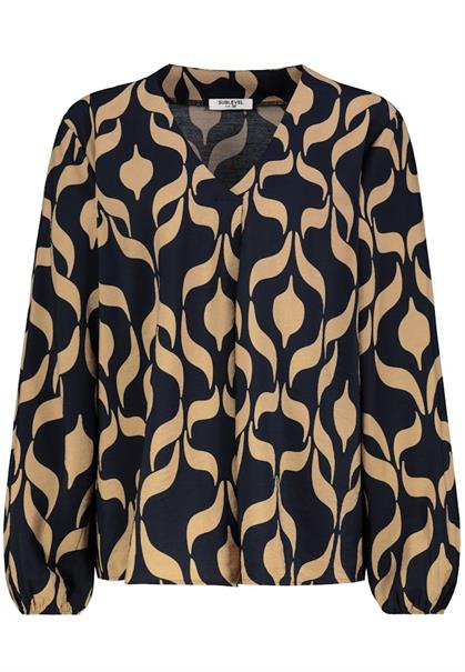 Allover Print Bluse graphics: night navy-tannin brown